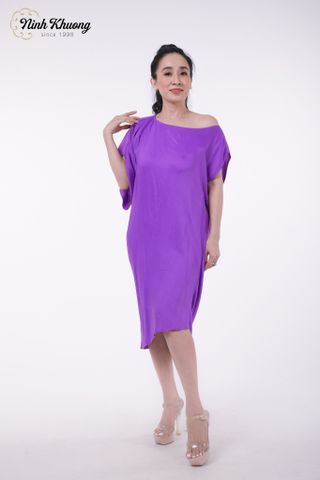  Đầm lụa lệch vai kèm dây nhỏ 