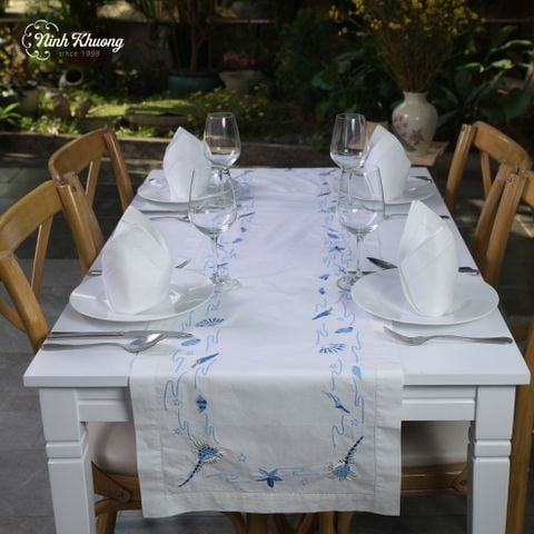  Long tray with green shell pattern 