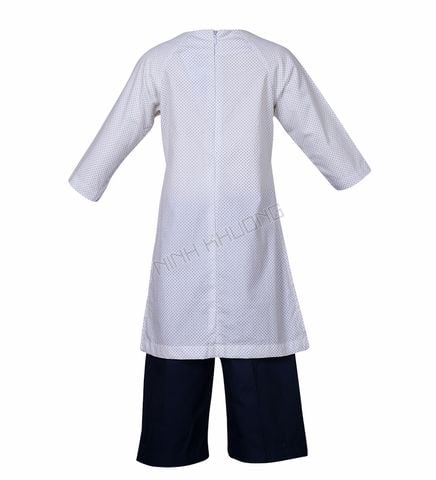  Áo dài bé gái cổ tròn cao tay dài 