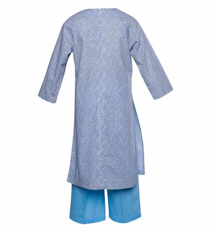  Áo dài cổ tròn cao tay dài bé gái 