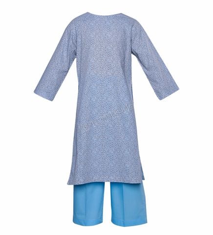  Áo dài cổ tròn cao tay dài bé gái 