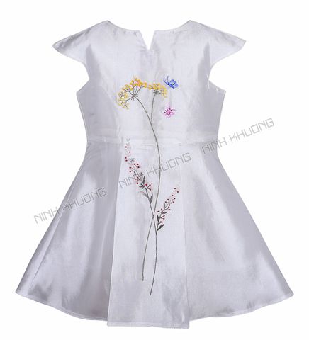  Girls' taffeta V-neck dress 