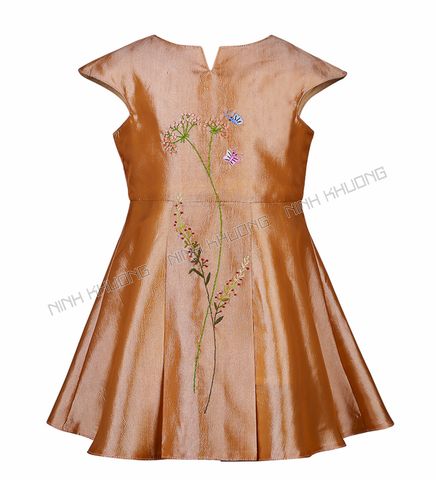  Girls' taffeta V-neck dress 