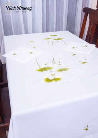  Table Cloth - CIP - White lotus design 