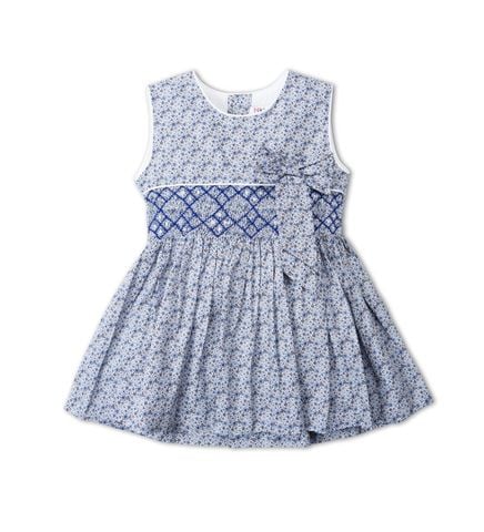  Đầm smock sát nách cột nơ eo 