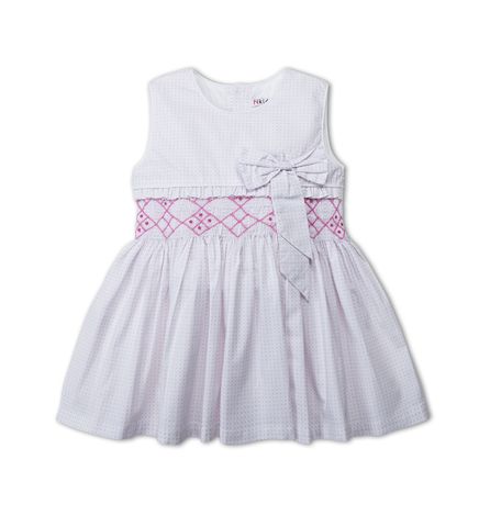  Đầm smock sát nách cột nơ eo 