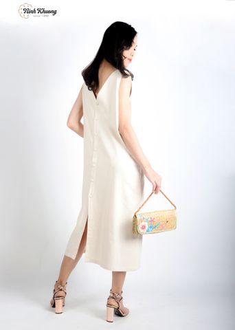  Freesize dress in white N90, size M12, brand Ch.H, embroidered with dragonflies and butterflies (040620) 
