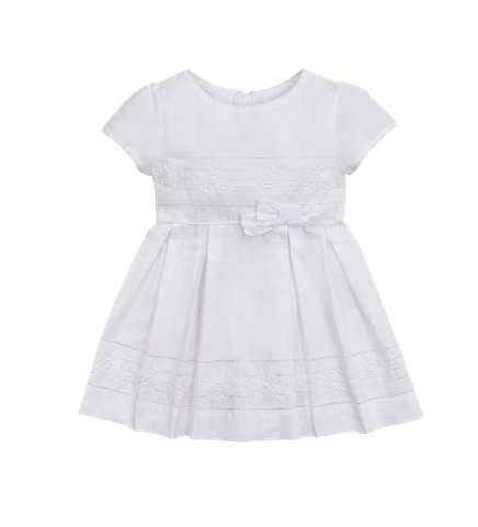  Đầm rua bông hồng cổ viền nơ eo 