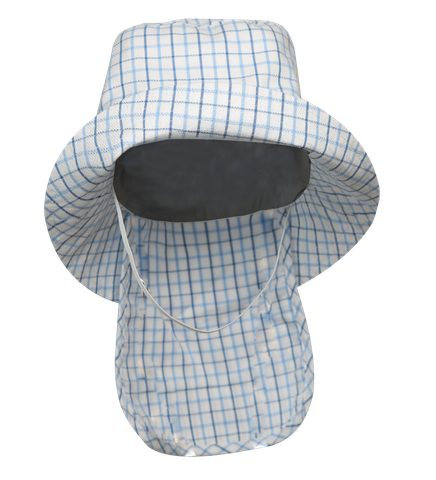  Round-brimmed hat with back drape 