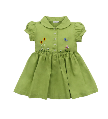  Đầm cổ sen nút giữa 