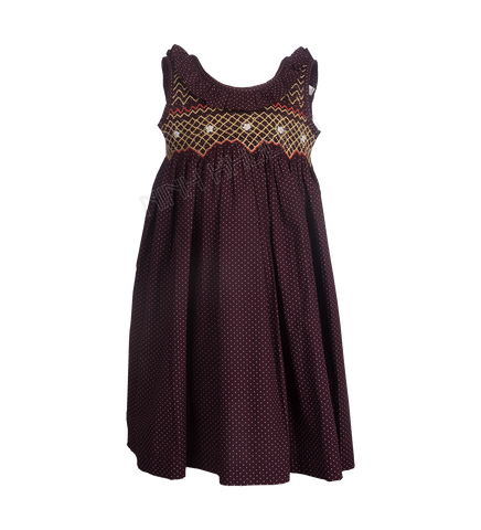  Đầm bé gái Smock V lưng có bèo 