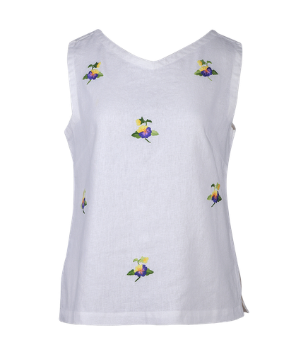  White square-neck linen top 