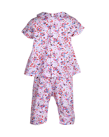  Lotus collar pleated set for girls 