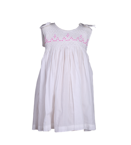  Đầm bé gái smock nơ vai 