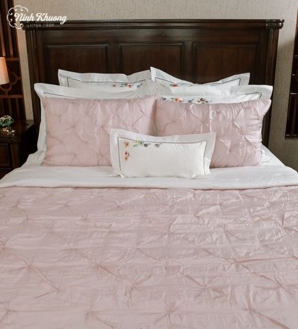  [SET] Mền gối lụa Kim cương - hồng 