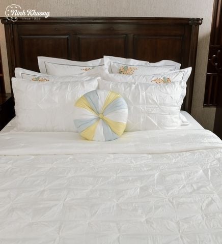  [SET] Mền gối lụa Kim cương - trắng 