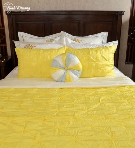  [SET] Mền gối lụa Kim cương - vàng 