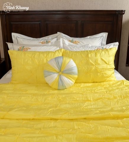  [SET] Mền gối lụa Kim cương - vàng 