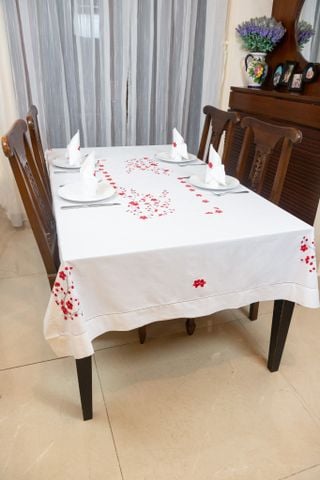  Tablecloth - Red cherry blossom branch 