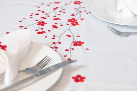  Table Cloth - 8K175x250 - CIP - Red Cherry Blossom 