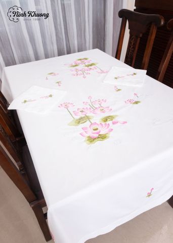  Table Cloth - CIP - Pink lotus design 