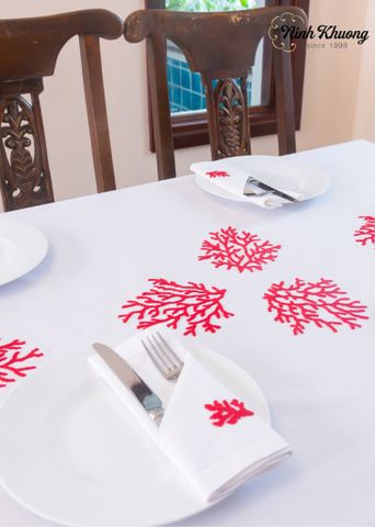 Table Cloth - CIP - Red coral design 
