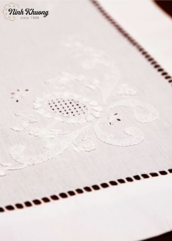  Runner-Khay dài  Linen-Mai gạc oval 