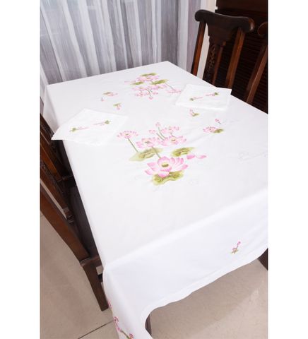  Table Cloth - 8K175x250 tablecloth - CIP - Pink lotus design 