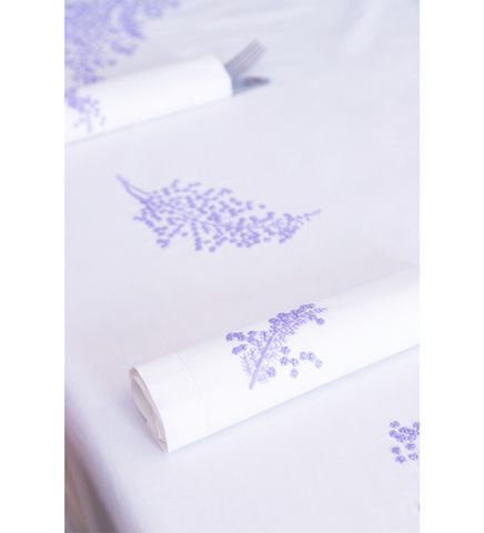  Table Cloth - 12K175x300 tablecloth - CIP - Purple mimosa design 