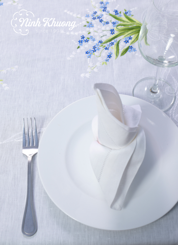  Rectangular tablecloth with Miguet flower pattern 350*190 + 14 square napkins 45cm 