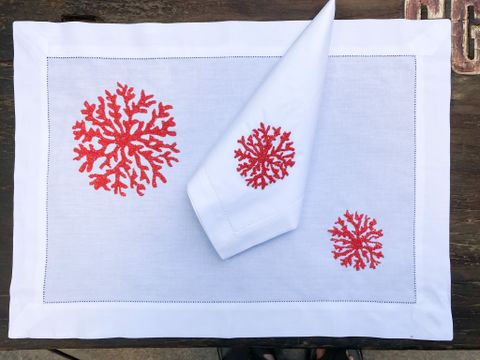  Tray set 35x50/45 with button beads - Red coral 