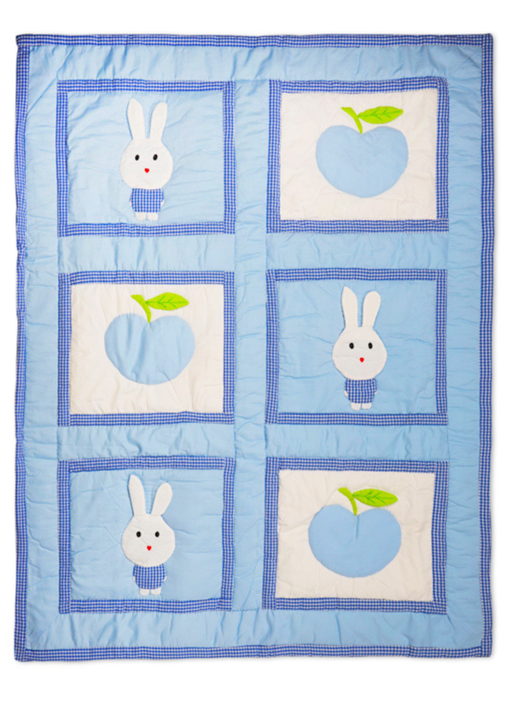  Embroidered Rabbit and Apple Blanket 