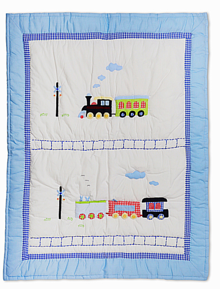  Embroidered Train and Power Pole Blanket 