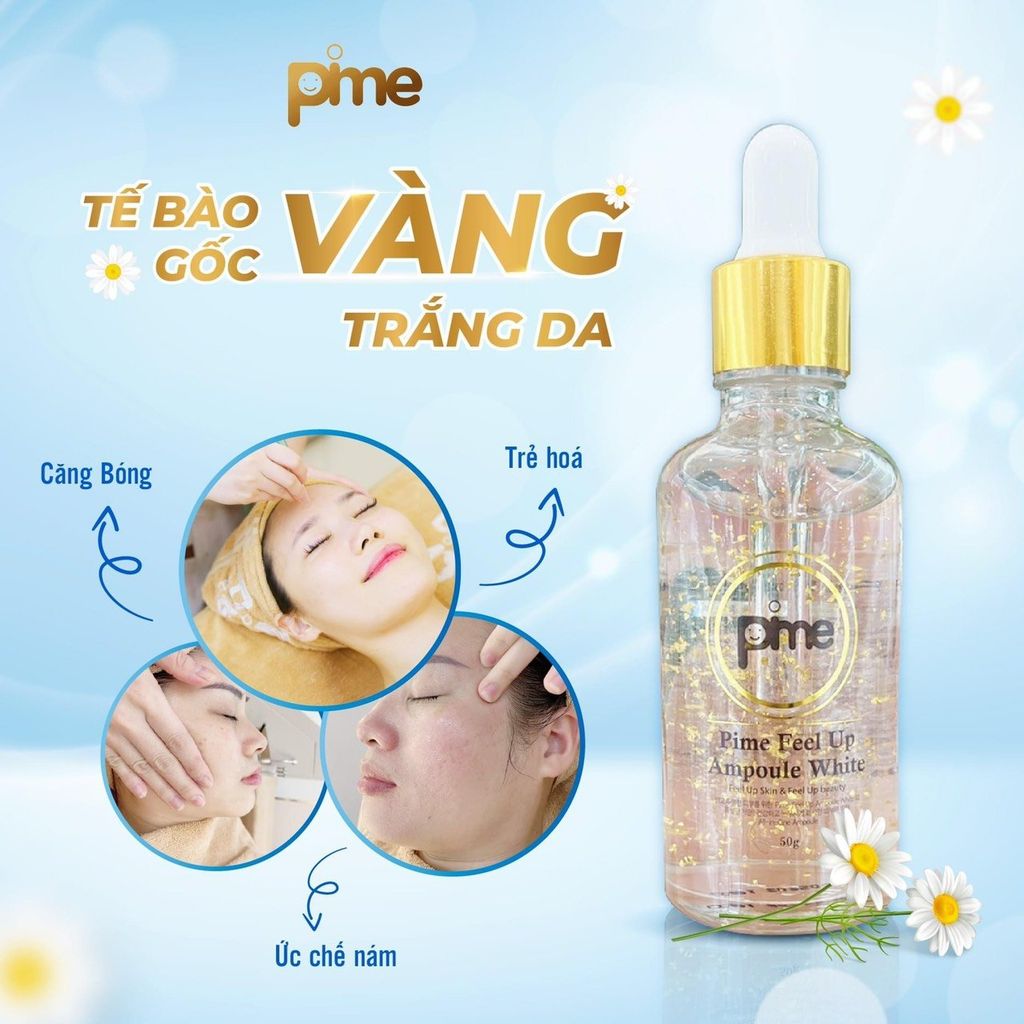  TẾ BÀO GỐC TRẮNG DA, CĂNG BÓNG PIME FEEL UP AMPOULE WHITE 50ML 