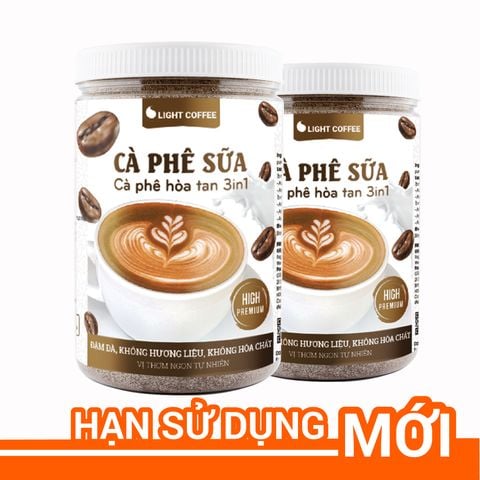  Combo 2 hũ Cà phê sữa 3in1 không hóa chất, pha uống ngay Light Coffee - 500g/hũ 