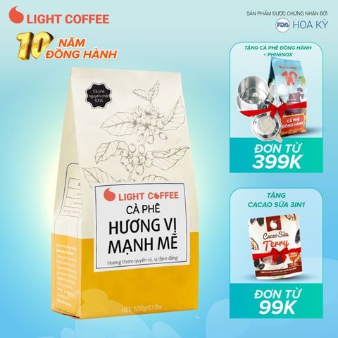 500gr - Cà phê rang xay - Hương vị mạnh mẽ - Light Coffee