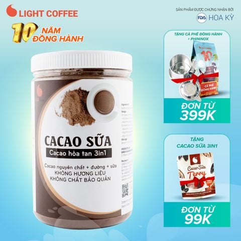  CaCao sữa 3in1 thơm ngon, tiện lợi Light Cacao - hũ 550g 