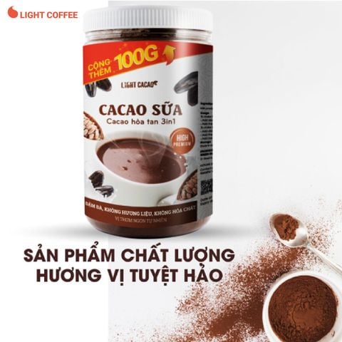  CaCao sữa 3in1 thơm ngon, tiện lợi Light Cacao - hũ 650g 