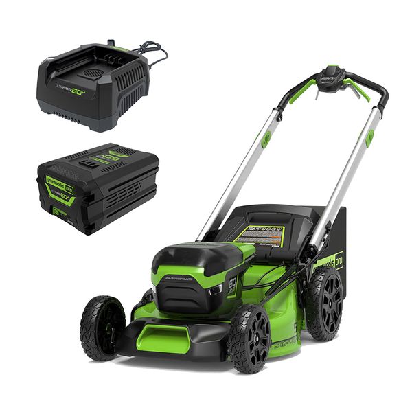Combo Máy cắt cỏ đẩy tay dùng pin 60V 51cm Greenworks LMC420 (Pin 2.0Ah, Sạc)