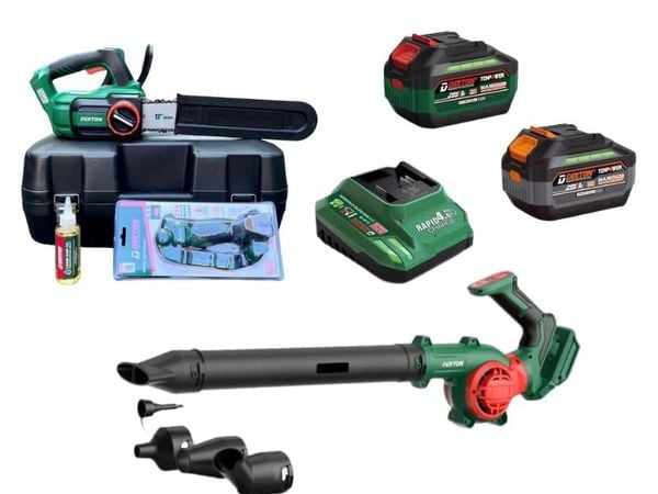 Combo Máy Cưa Xích Dekton M21-CX12BL + Máy Thổi Bụi M21-TB03 + 2 Pin 4.0Ah + Sạc Nhanh 4A