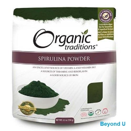 Bột tảo Spirulina hữu cơ Organic Traditions 150g