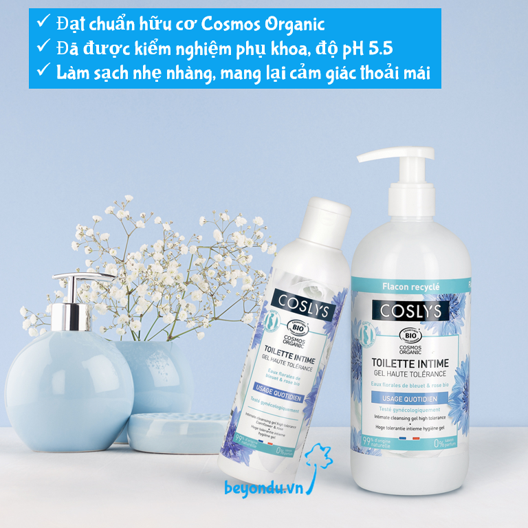  Dung dịch vệ sinh phụ nữ cho da nhạy cảm hữu cơ Coslys 230ml & 450ml 