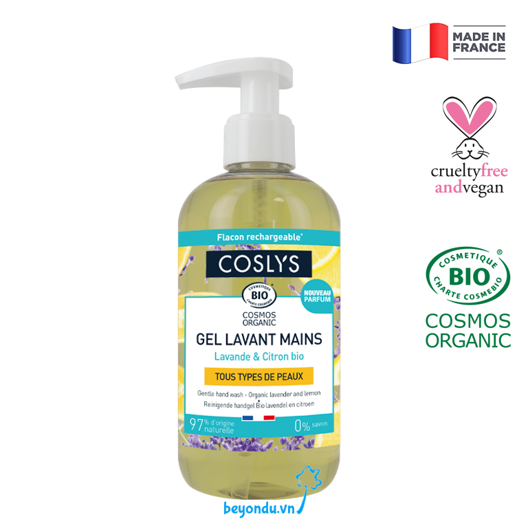  Nước rửa tay hoa oải hương và chanh hữu cơ Coslys (300ml) 