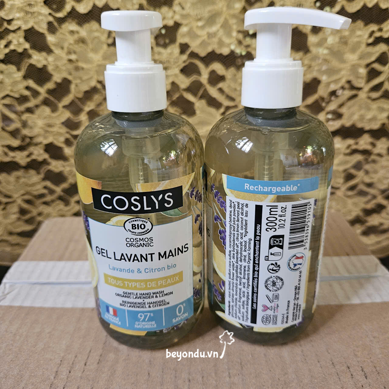  Nước rửa tay hoa oải hương và chanh hữu cơ Coslys (300ml) 