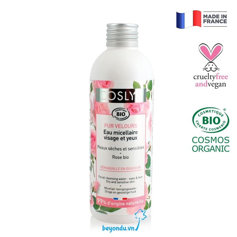  Nước tẩy trang mắt và mặt cho da khô và da nhạy cảm hữu cơ Coslys (200ml) 