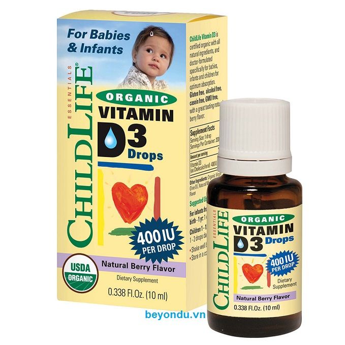 Vitamin D3 hữu cơ cho bé Childlife Essential Beyond U