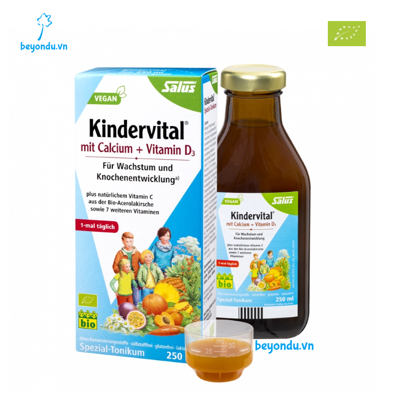 Siro canxi vitamin D3 Kindervital hữu cơ Salus