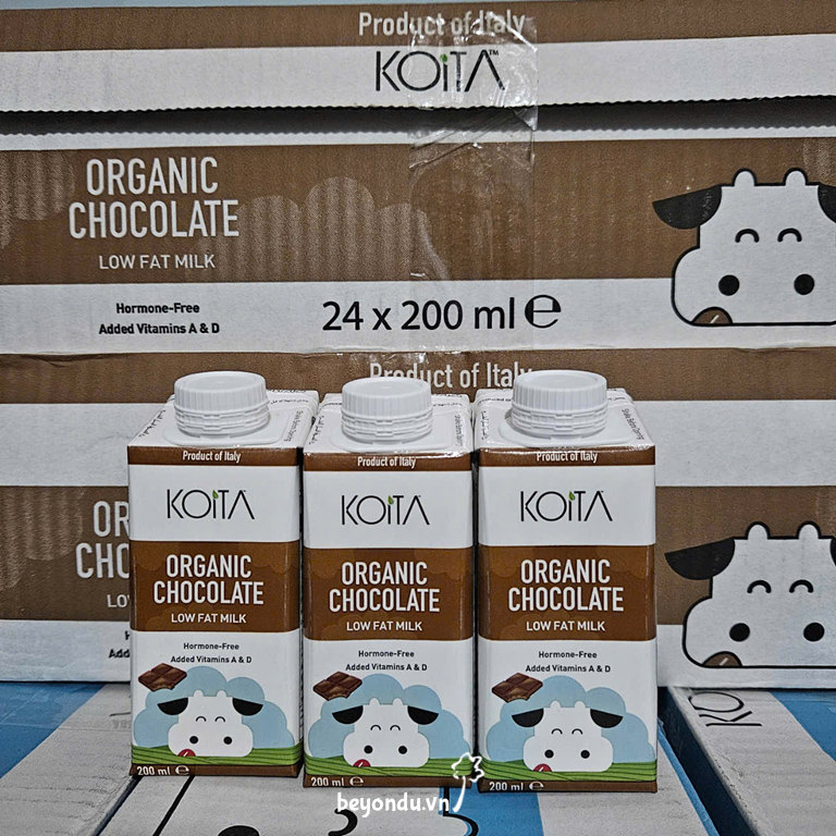  Sữa bò hữu cơ vị socola ít béo Koita 200ml (cập nhật date mới nhất) 