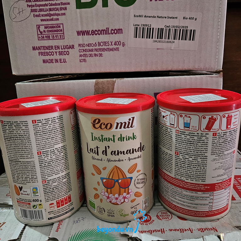  Sữa bột hạnh nhân hữu cơ Ecomil 400g không thêm đường 