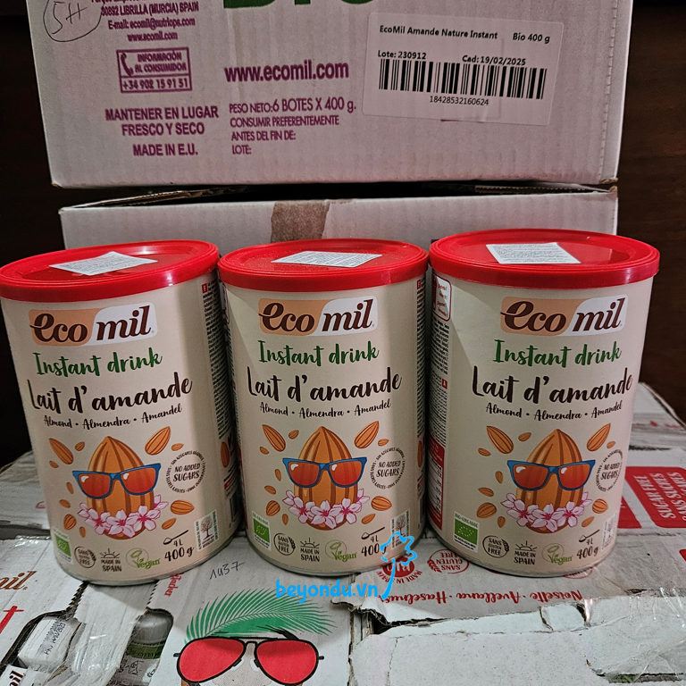  Sữa bột hạnh nhân hữu cơ Ecomil 400g không thêm đường 